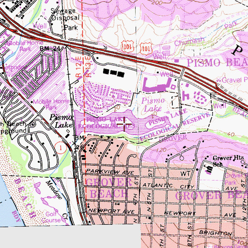 Topographic Map of Pismo Lake Ecological Reserve, CA