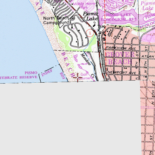 Topographic Map of Pismo State Beach Golf Course, CA