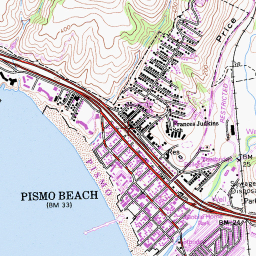 Topographic Map of Saint Pauls Catholic Church, CA