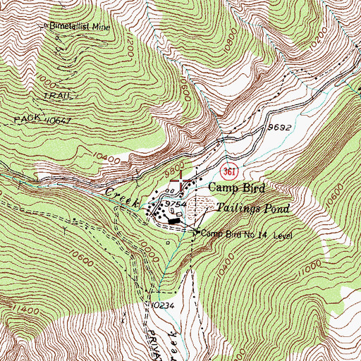 Topographic Map of Camp Bird, CO