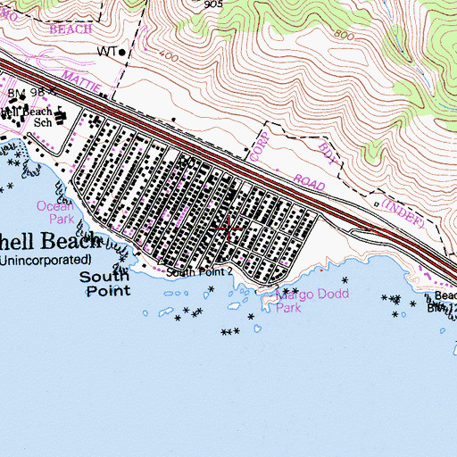 Topographic Map of Shell Beach Branch San Luis Obispo City-County Library, CA
