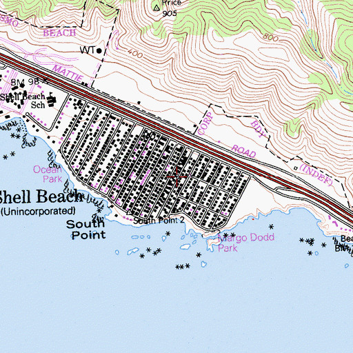 Topographic Map of Shell Beach United Methodist Church, CA