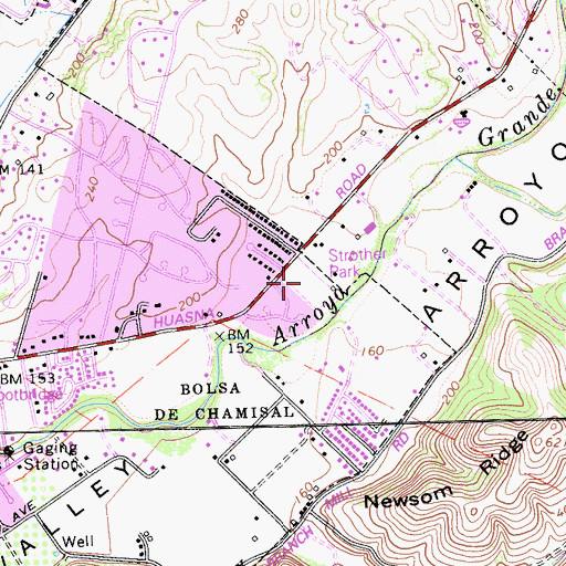 Topographic Map of Strother Park, CA