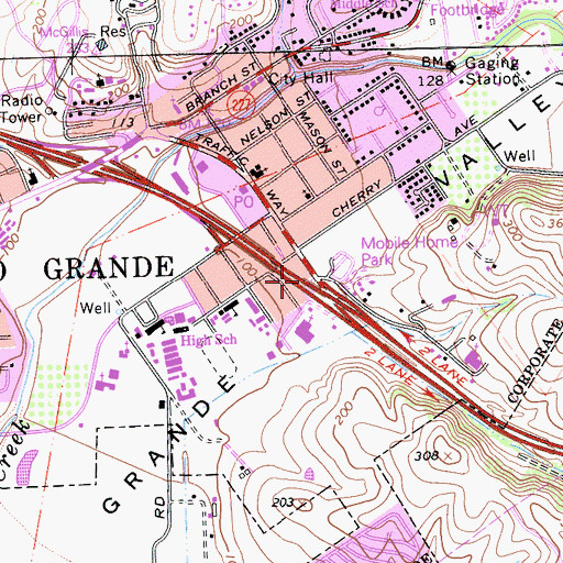 Topographic Map of Dower Wayside Park, CA