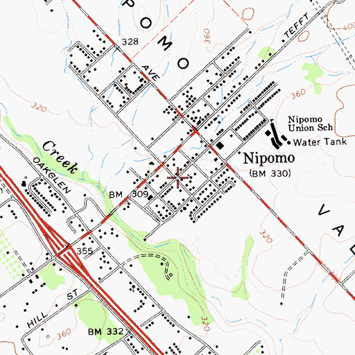 Topographic Map of New Harvest Community Foursquare Church, CA