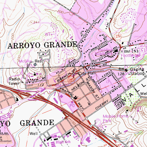 Topographic Map of Village Green Park, CA