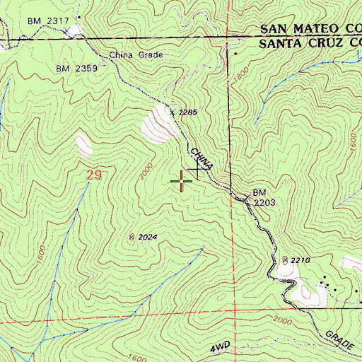 Topographic Map of Basin Trail, CA