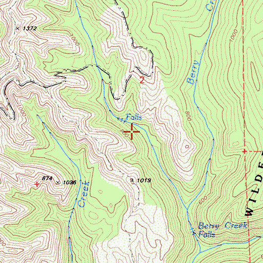Topographic Map of Berry Creek Falls Trail, CA