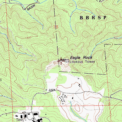 Topographic Map of Eagle Rock Lookout, CA