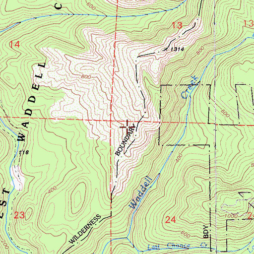 Topographic Map of McCrady Ridge Trail, CA