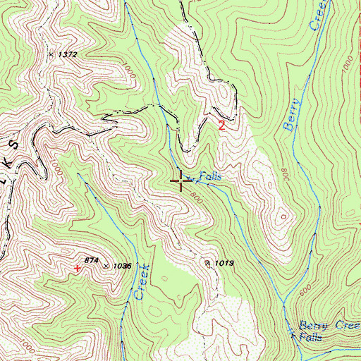 Topographic Map of Silver Falls, CA
