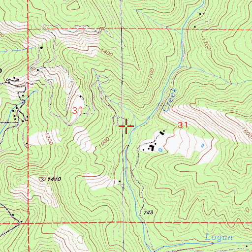 Topographic Map of Stapling Creek, CA