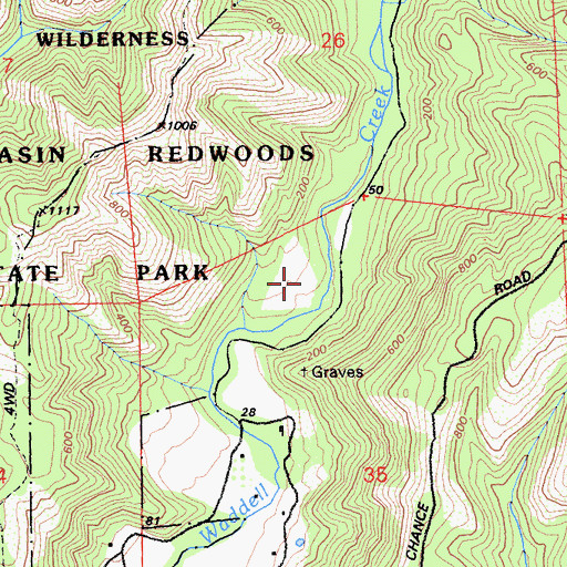Topographic Map of Alder Trail Camp, CA