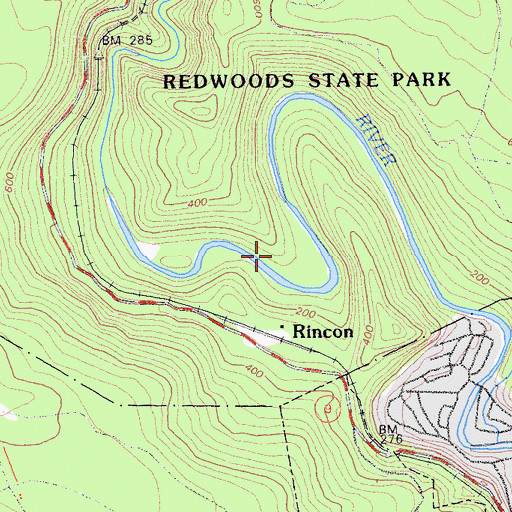 Topographic Map of Big Rock Hole Trail, CA