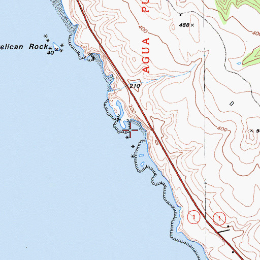 Topographic Map of China Ladder Beach, CA