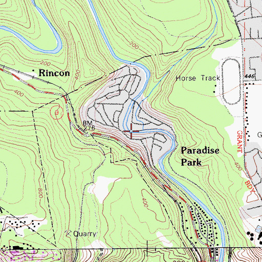 Topographic Map of Powder Mill Creek, CA