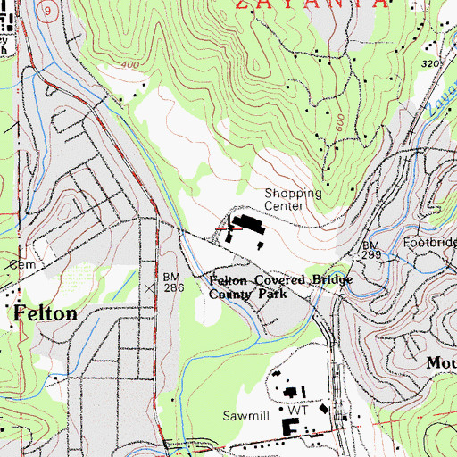 Topographic Map of Felton Fair Shopping Center, CA