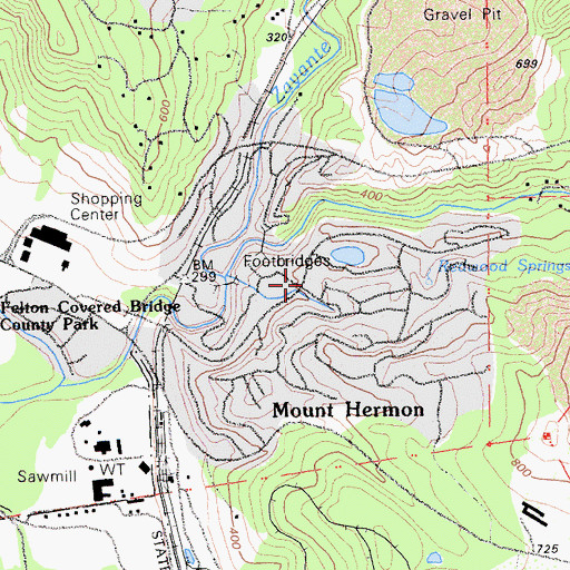 Topographic Map of Mount Hermon Post Office, CA