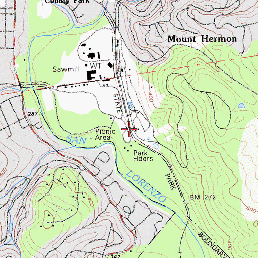 Topographic Map of Roaring Camp, CA