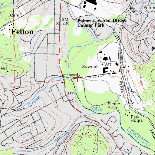 Topographic Map of Santa Cruz Mountain Area State Parks Headquarters, CA