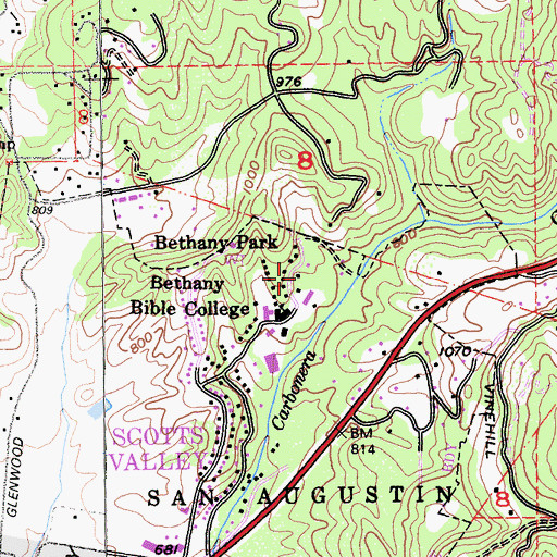 Topographic Map of Bethany Park, CA