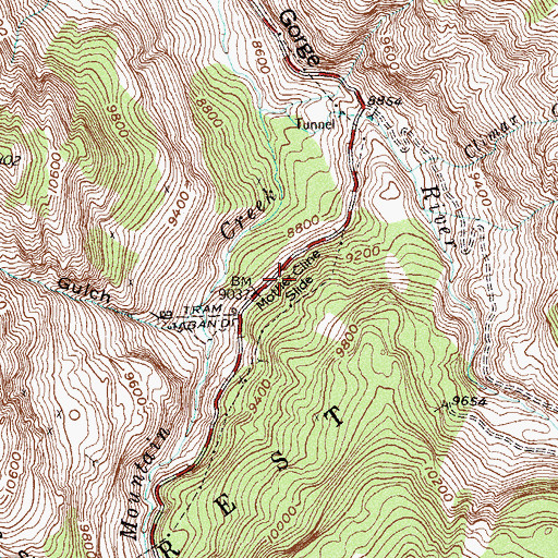 Topographic Map of Mother Cline Slide, CO