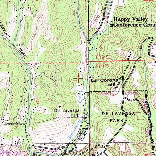 Topographic Map of Branciforte Covered Bridge, CA