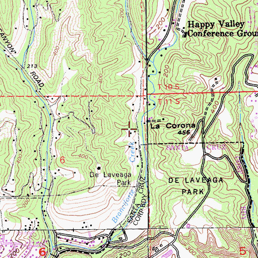 Topographic Map of Branciforte Picnic Grounds, CA