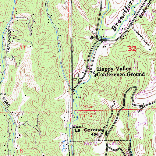 Topographic Map of Happy Valley Church of Jesus Christ of Latter Day Saints, CA