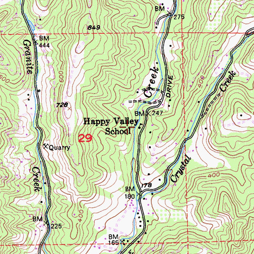 Topographic Map of Happy Valley School District Office, CA