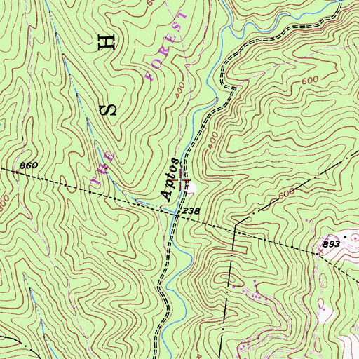 Topographic Map of Mill Pond Trail, CA