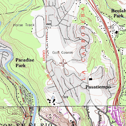 Topographic Map of Pasatiempo Golf Course, CA
