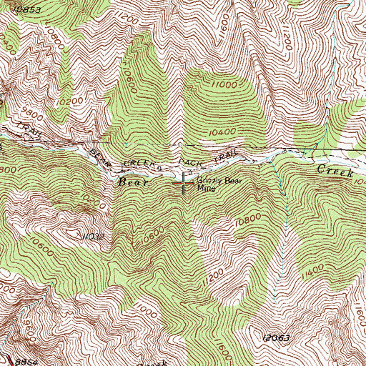 Topographic Map of Grizzly Bear Mine, CO