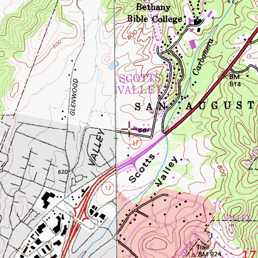 Topographic Map of Vine Hill Elementary School, CA