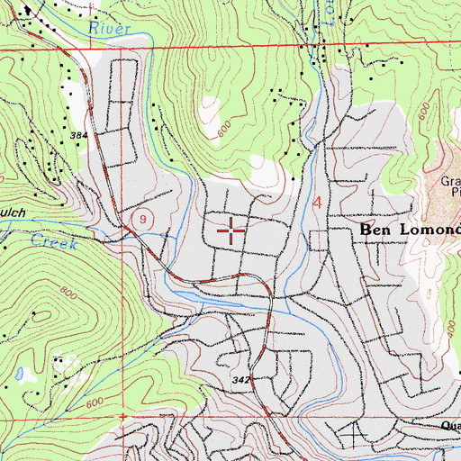 Topographic Map of Ben Lomond Post Office, CA