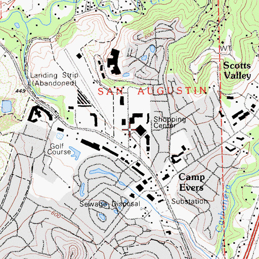 Topographic Map of Camp Evers Shopping Center, CA
