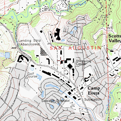 Topographic Map of Kings Village Shopping Center, CA