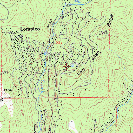 Topographic Map of Lake Lompico, CA