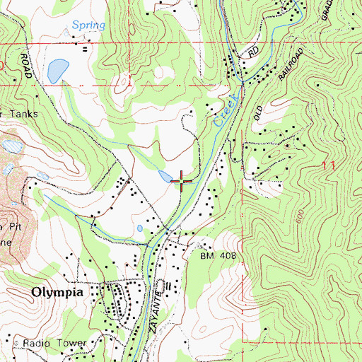 Topographic Map of Quail Hollow Creek, CA