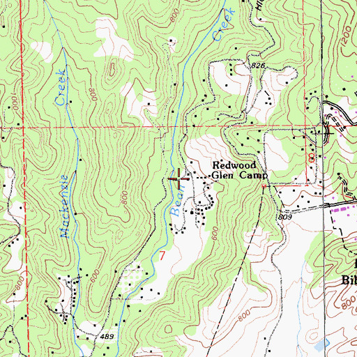 Topographic Map of Redwood Glen School, CA