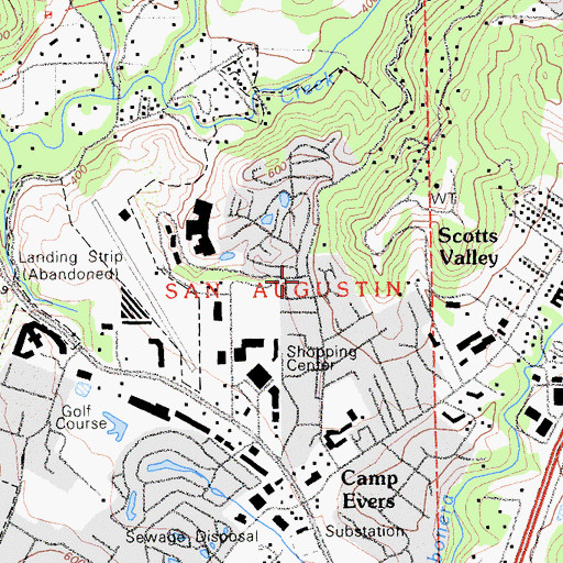 Topographic Map of Scotts Valley Branch Santa Cruz City-County Library, CA
