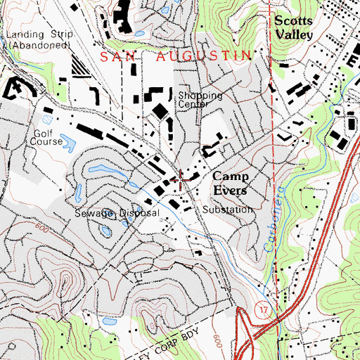 Topographic Map of Scotts Valley Chamber of Commerce, CA