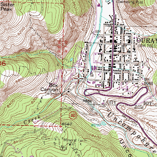 Topographic Map of Uncompahgre Gorge, CO
