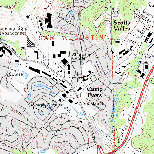 Topographic Map of Scotts Valley Middle School, CA
