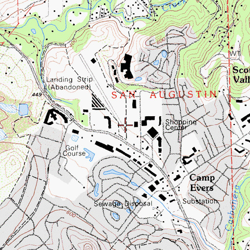 Topographic Map of Scotts Valley Post Office, CA