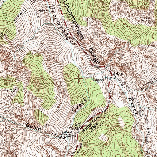 Topographic Map of Red Mountain Creek, CO