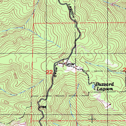 Topographic Map of Buzzard Lagoon Overview, CA