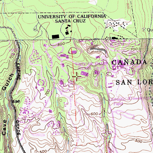 Topographic Map of University of California Santa Cruz Campus, CA
