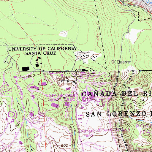 Topographic Map of Crown College, CA