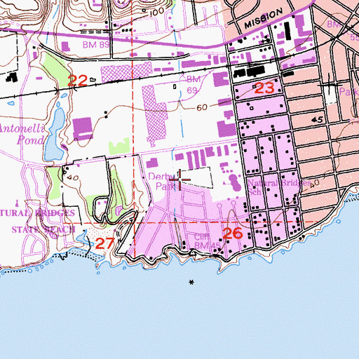 Topographic Map of Derby Park, CA